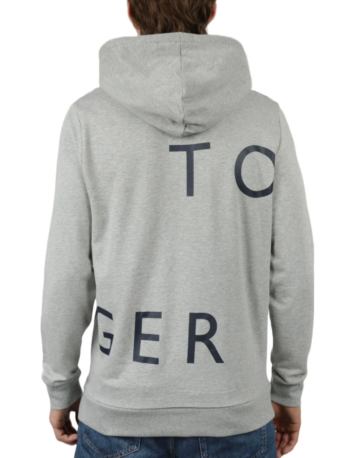 Tommy Hilfiger Suéter con Capucha Gris Espalda