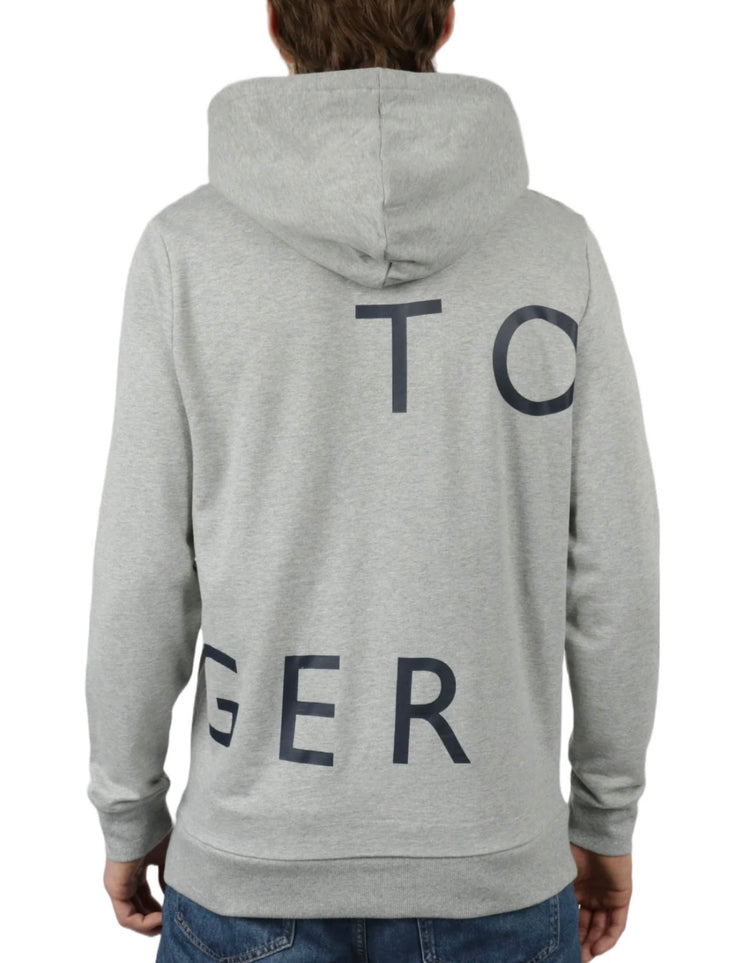 Tommy Hilfiger Suéter con Capucha Gris Espalda