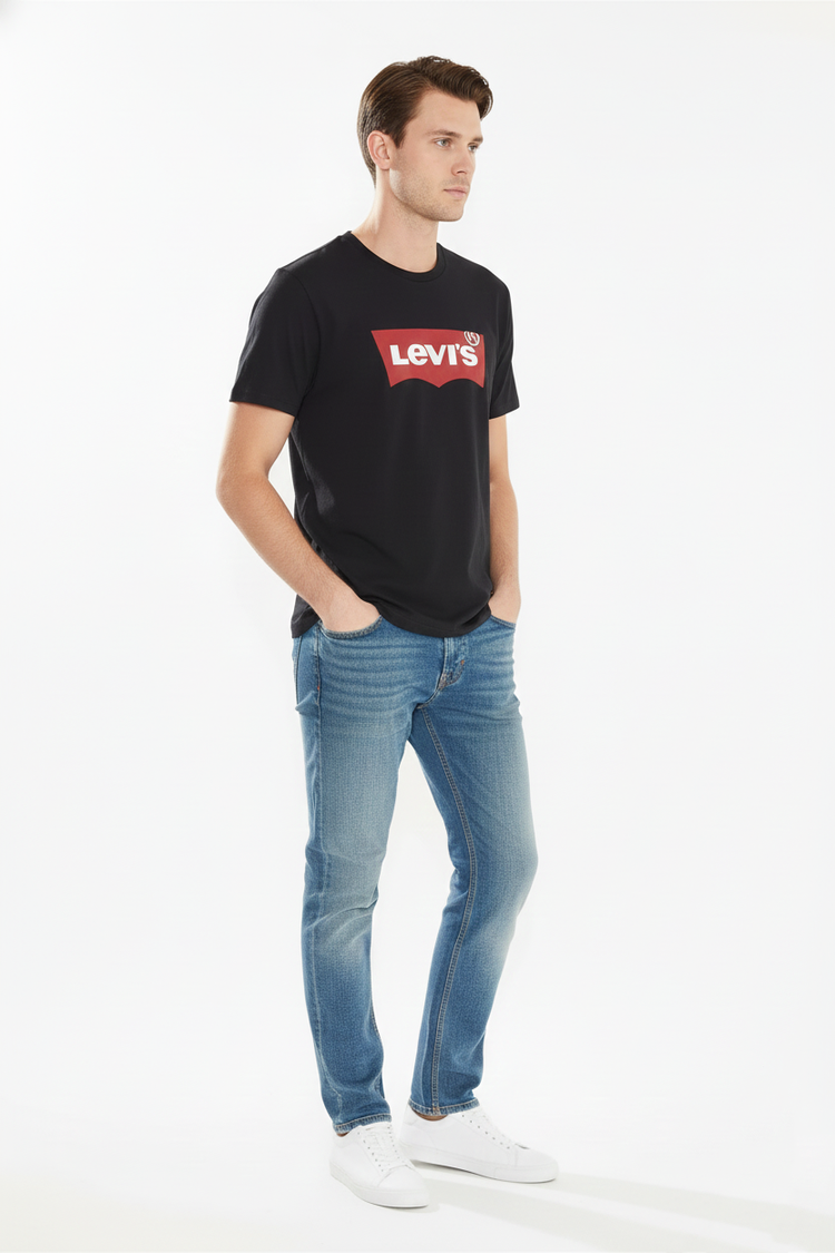 Levi's Camiseta Hombre Negra Logo Rojo Grande