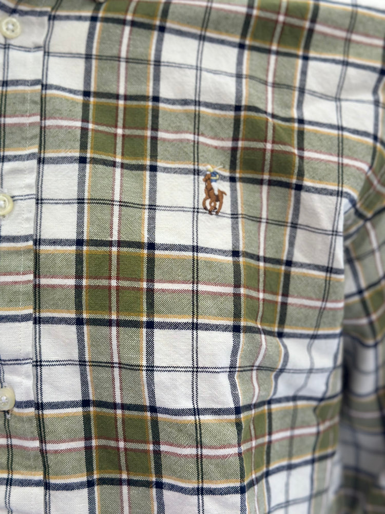 Polo Ralph Lauren Camisa Oxford Cuadros Hombre Blanco/Verde