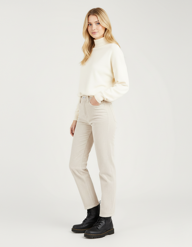 Levi’s Ribcage Straight Pana Jean Mujer Beige Claro