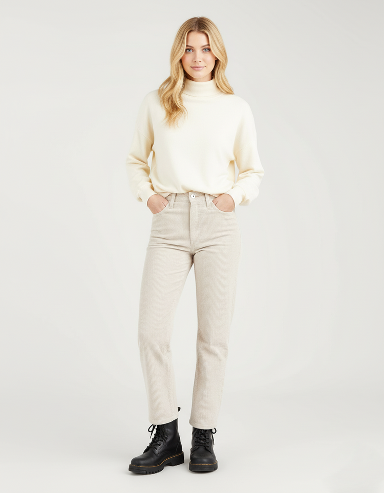 Levi’s Ribcage Straight Pana Jean Mujer Beige Claro