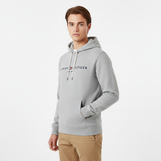 Tommy Hilfiger Suéter con Capucha Gris Logo