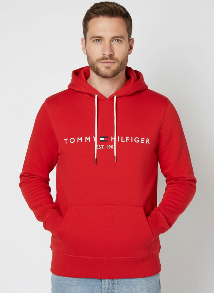 Tommy Hilfiger Suéter con Capucha Rojo Logo