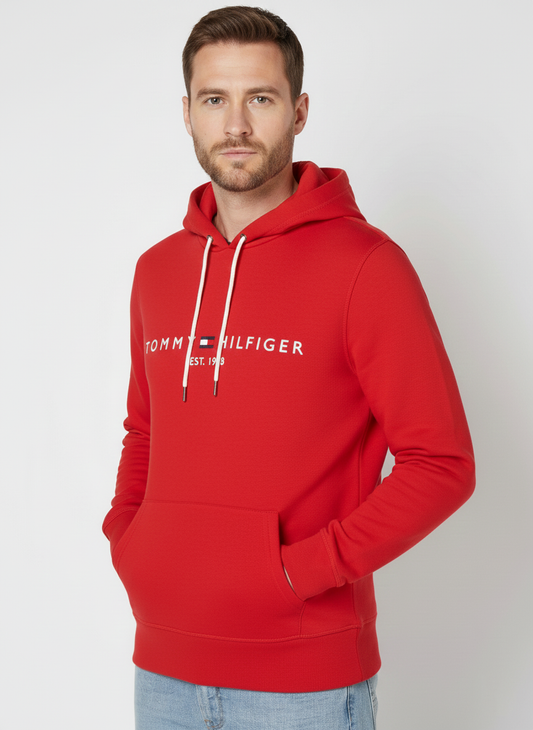 Tommy Hilfiger Suéter con Capucha Rojo Logo