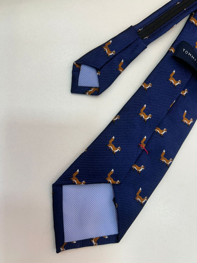 Tommy Hilfiger Corbata para niño Azul Marino Estampado de Zorros