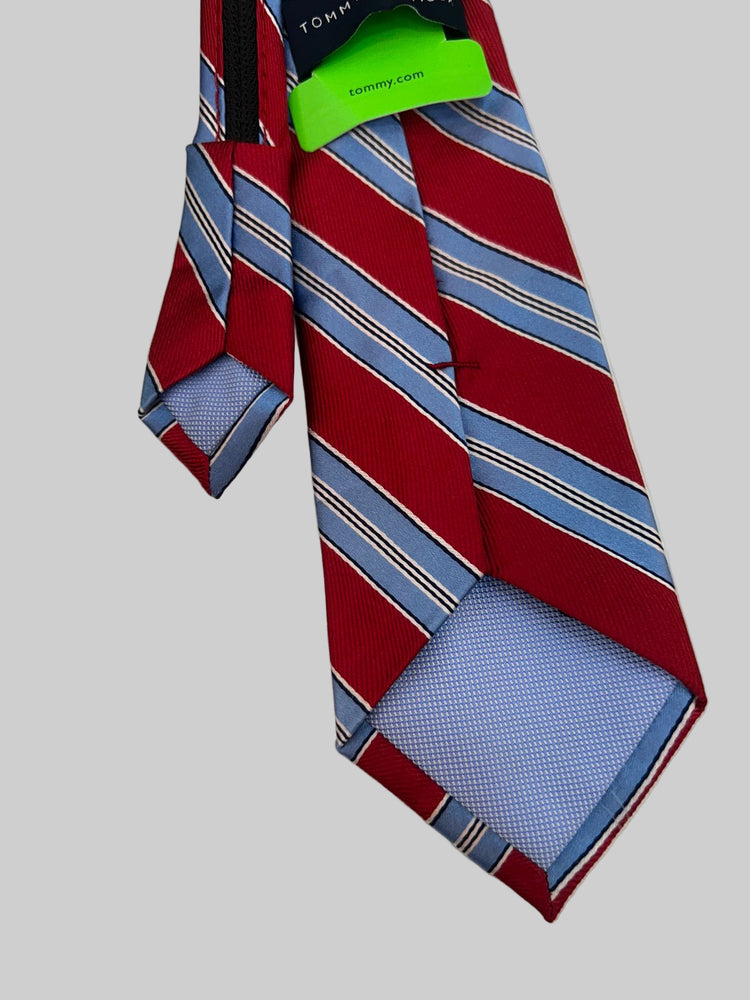 Tommy Hilfiger Corbata para niño Rojo/Celeste Rayas