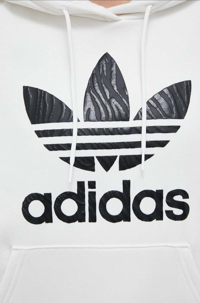 Adidas Hoodie Mujer Blanco Logo Grande