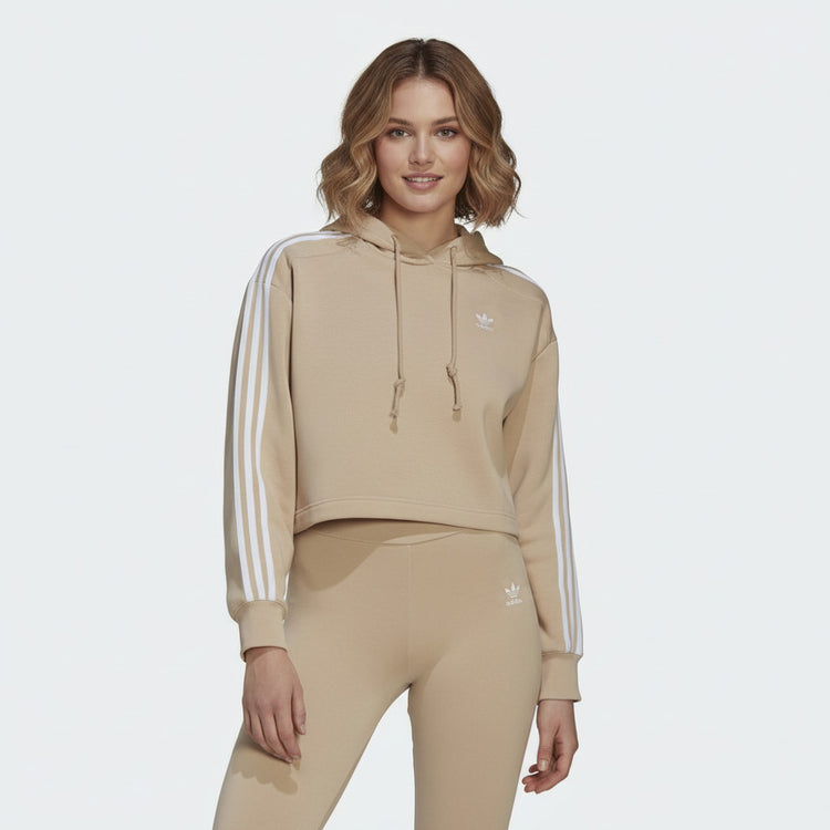 Adidas Crop Top Hoodie Mujer Camell