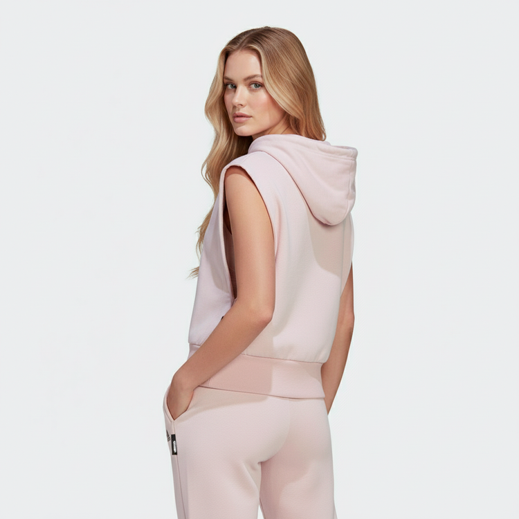 Adidas Hoodie Mujer Rosa Pastel Bolsillos Laterales