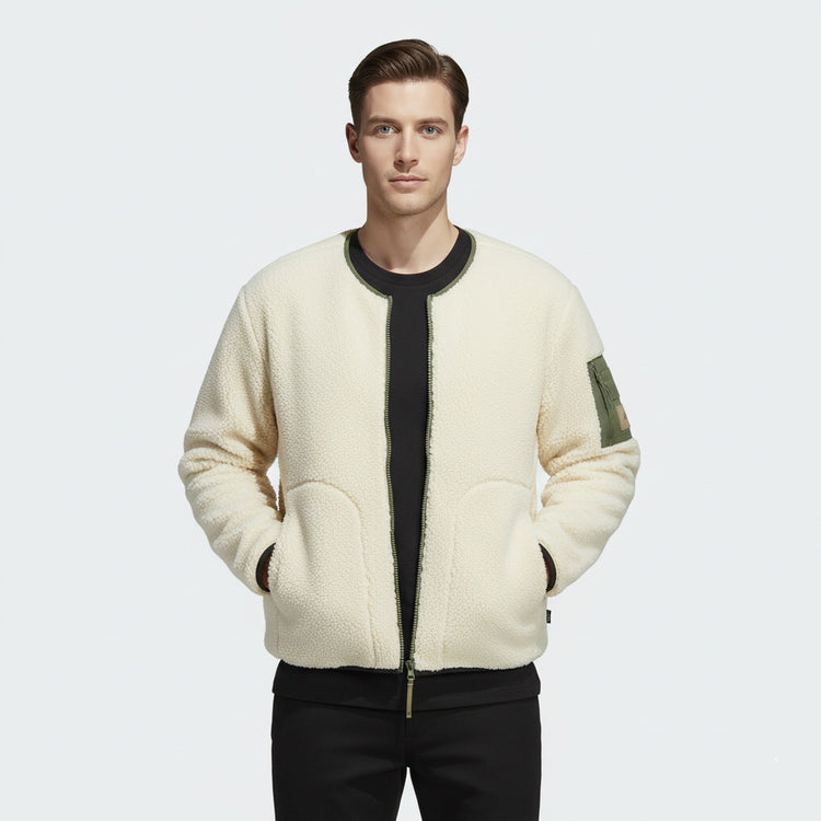 Adidas Chompa Borrego Hombre Beige/Verde