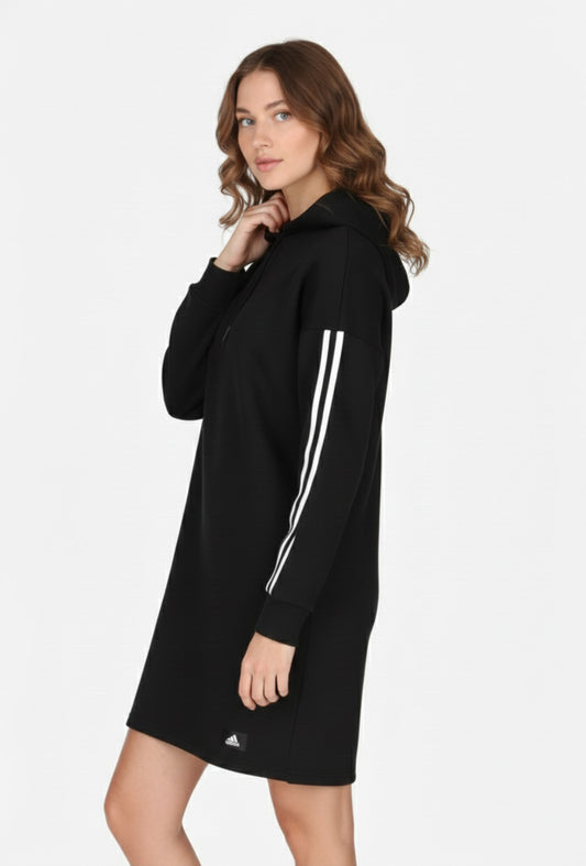 Adidas Vestido con Capucha para Mujer Negro Rayas