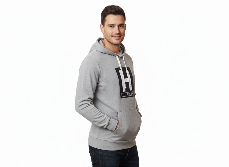 Tommy Hilfiger Suéter con Capucha Gris H