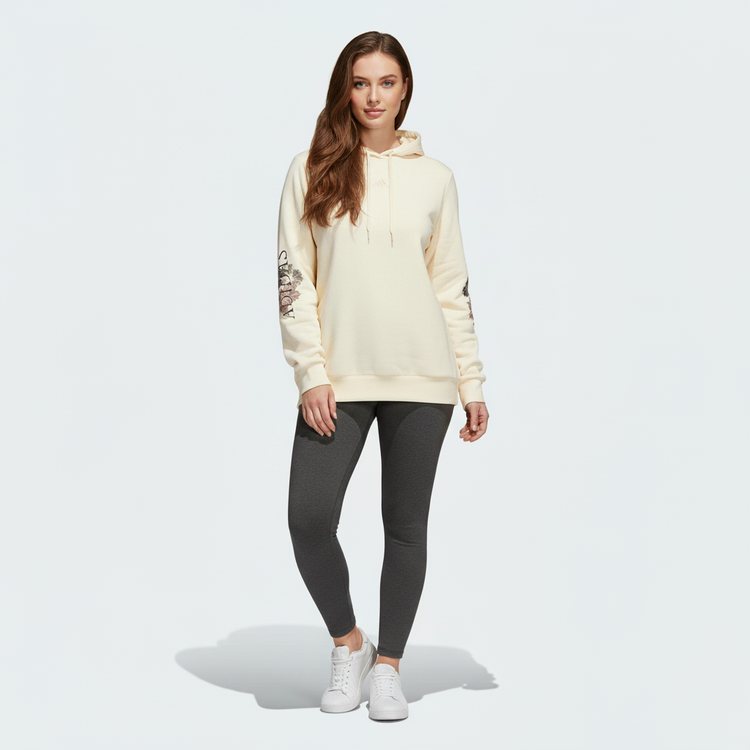 Adidas Hoodie Floral Mujer Beige