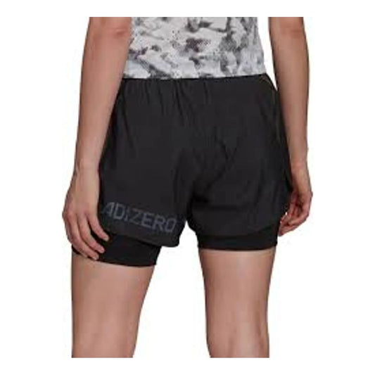 Adidas Mujer Short Deportivo Negro Adizero 2 in 1