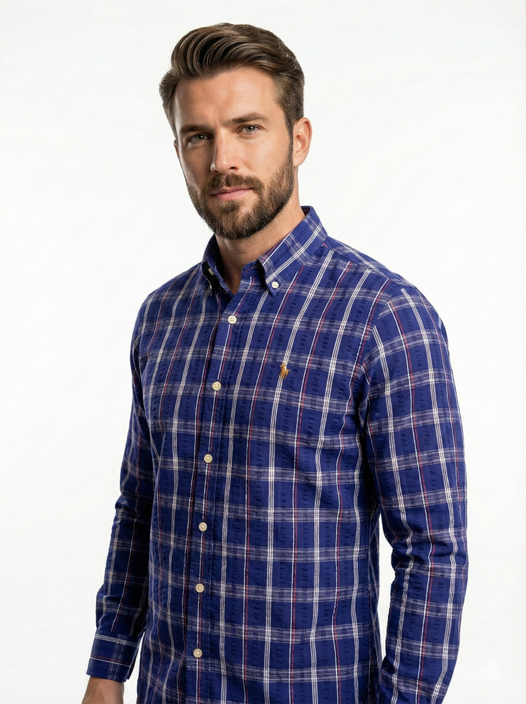 Polo Ralph Lauren Camisa Oxford Cuadros Hombre Lila/Multicolor