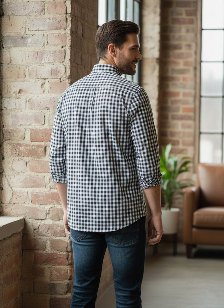 Polo Ralph Lauren Camisa Oxford Cuadros Hombre Blanco/Negro