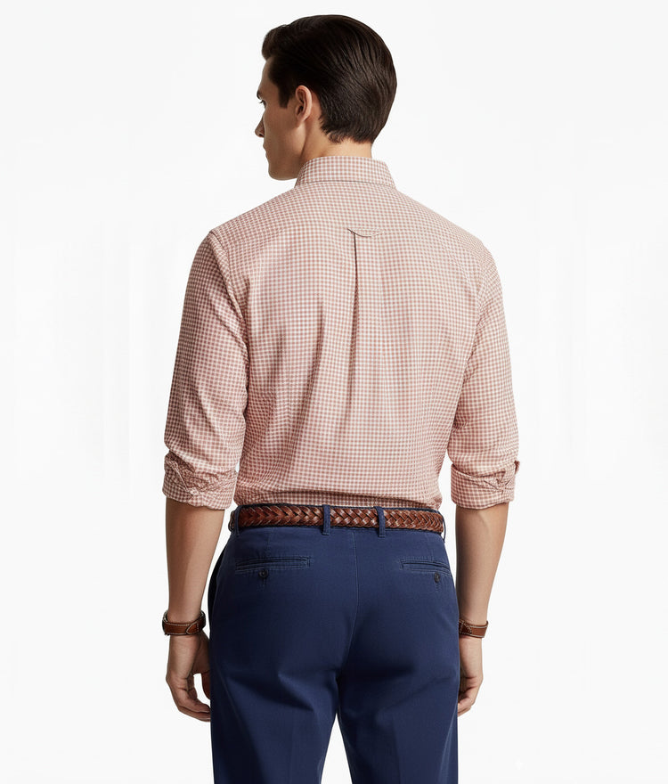 Polo Ralph Lauren Camisa Oxford Cuadros Hombre Vino/Blanco