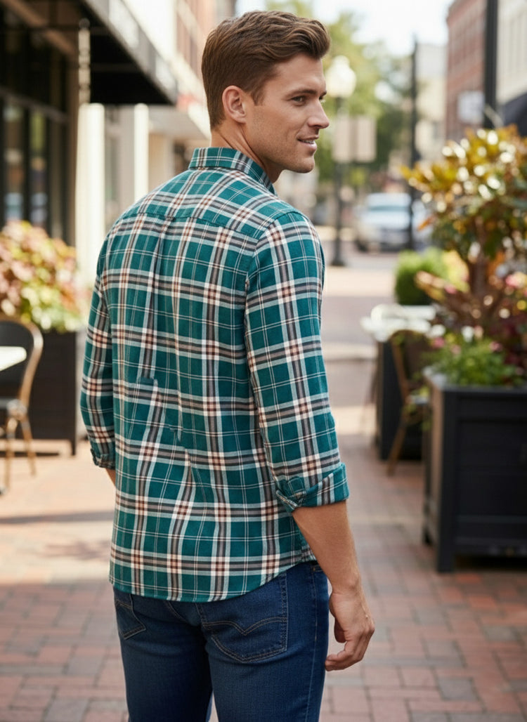 Polo Ralph Lauren Camisa Oxford Cuadros Hombre Blanco/Turquesa