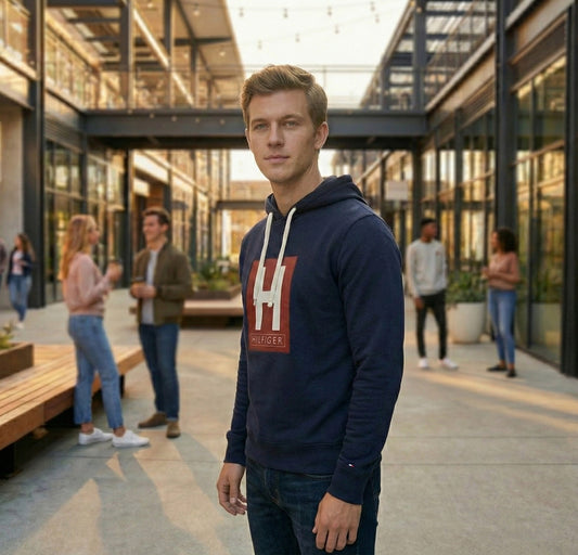 Tommy Hilfiger Suéter con Capucha Azul Marino H