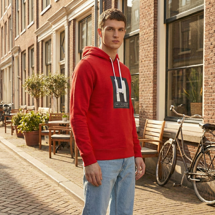 Tommy Hilfiger Suéter con Capucha Rojo H