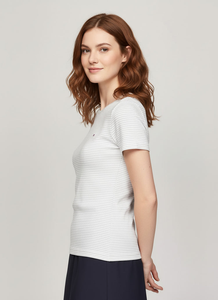 Tommy Hilfiger Camiseta Mujer Rayas Gris/Blanco