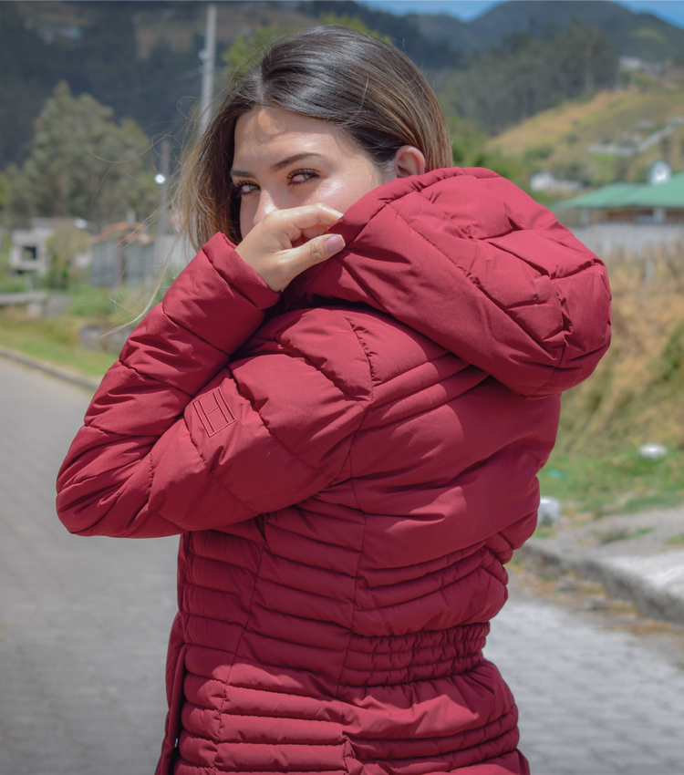 Tommy Hilfiger Chaqueta Puff Mujer Vino Tinto