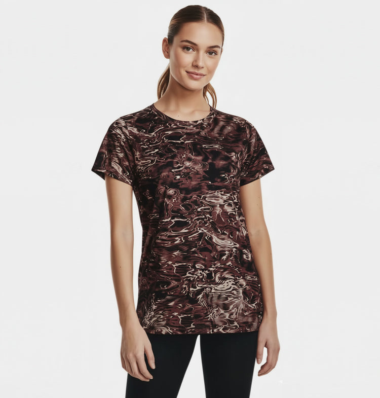 Under Armour Camiseta Deportiva Mujer Terracota Cuello Redondo