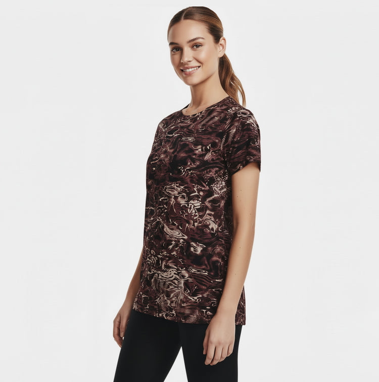 Under Armour Camiseta Deportiva Mujer Terracota Cuello Redondo