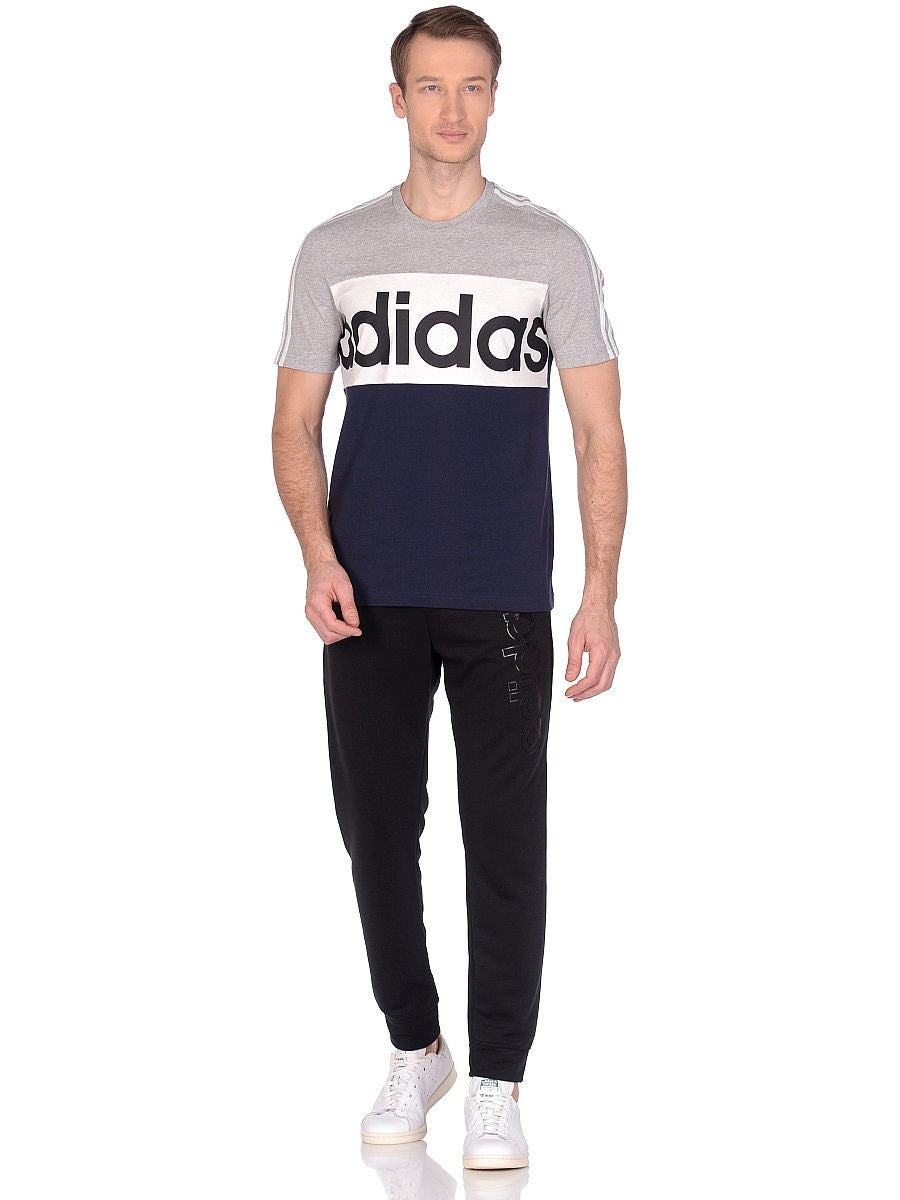 Adidas Camiseta Deportiva Hombre Gris Azul frente