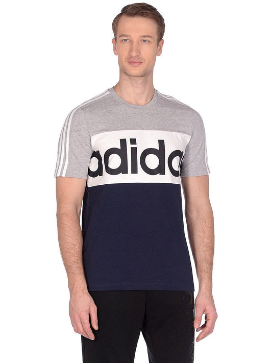 Adidas Camiseta Deportiva Hombre Gris Azul