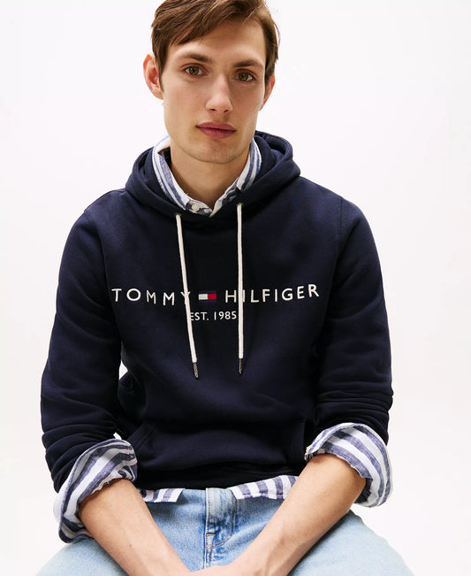 Tommy Hilfiger Suéter con Capucha Azul Logo