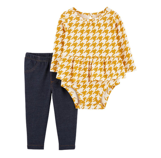 Carter’s Conjunto de Bebe 2 Piezas Set Amarillo Jean Niña