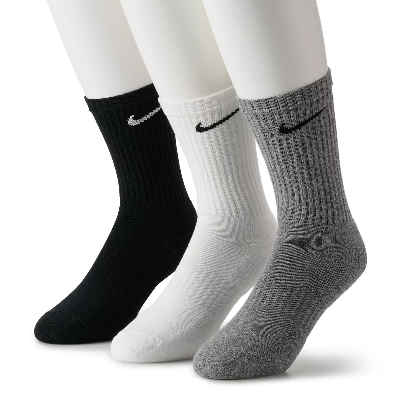 Nike Medias Crew Paquete de 3 pares Gris Blanco Negro Multi