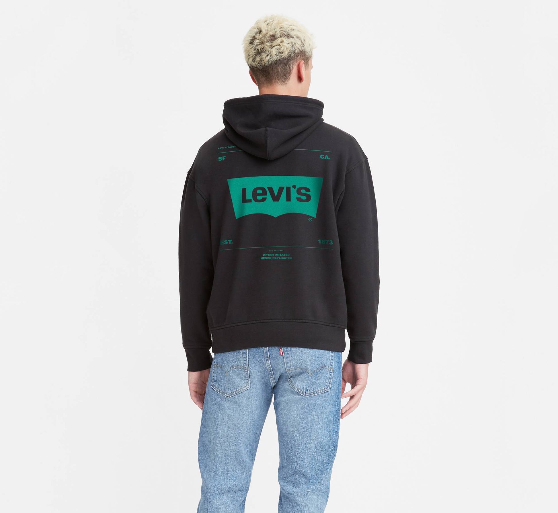 Levis Suéter con Capucha Hombre Negro Espalda