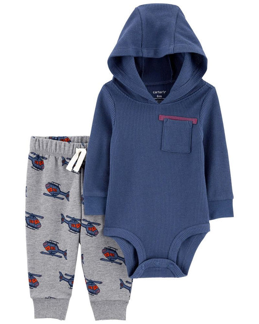 Carter’s Conjunto de Bebe 2 Piezas Set Azul Gris Niño