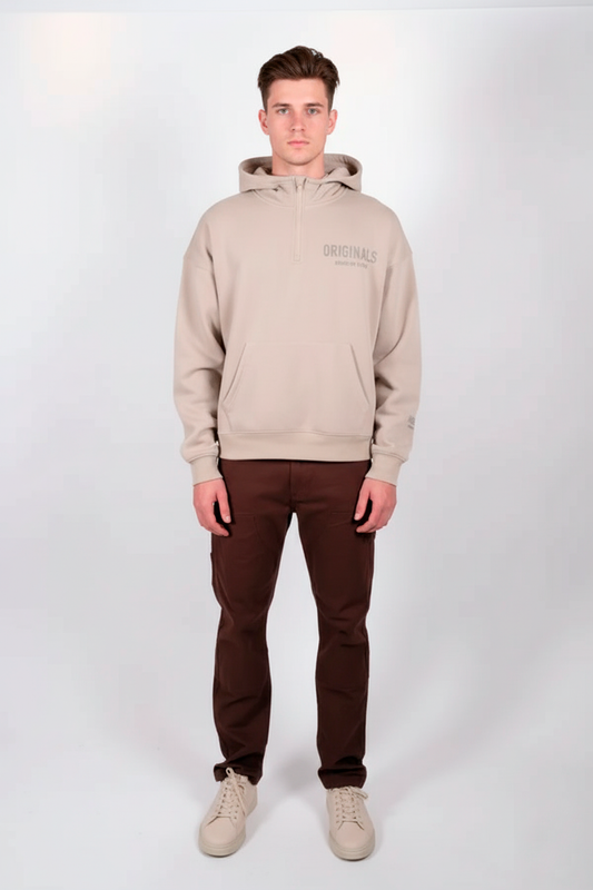Brooklyn Hoodie Hombre Zip Beige