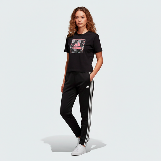 Adidas Camiseta Deportiva Mujer Negro Rosa