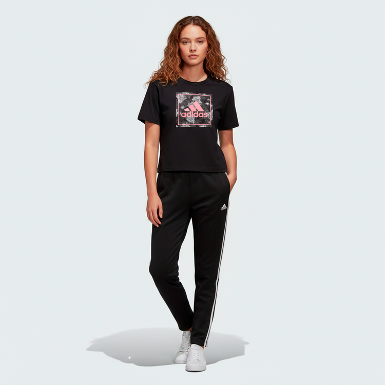Adidas Camiseta Deportiva Mujer Negro Rosa