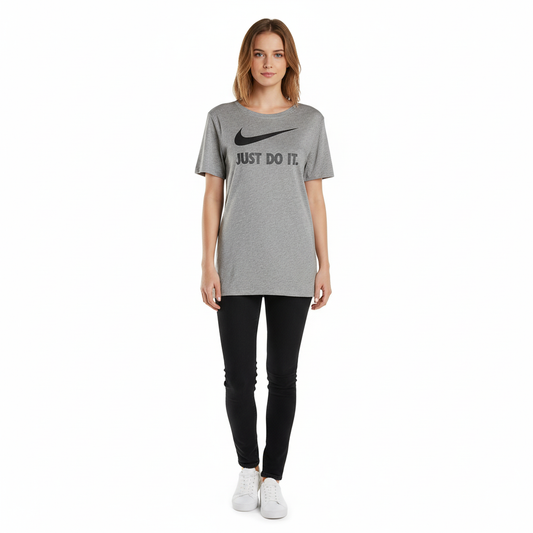 Nike Camiseta Mujer Gris Logo Just Do It