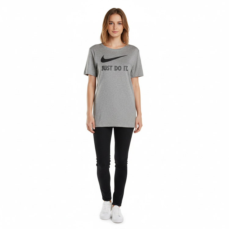 Nike Camiseta Mujer Gris Logo Just Do It