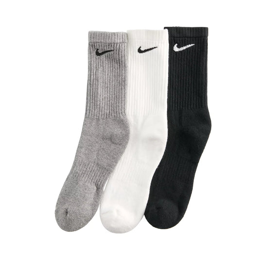 Nike Medias Crew Paquete de 3 pares Gris Blanco Negro Multi