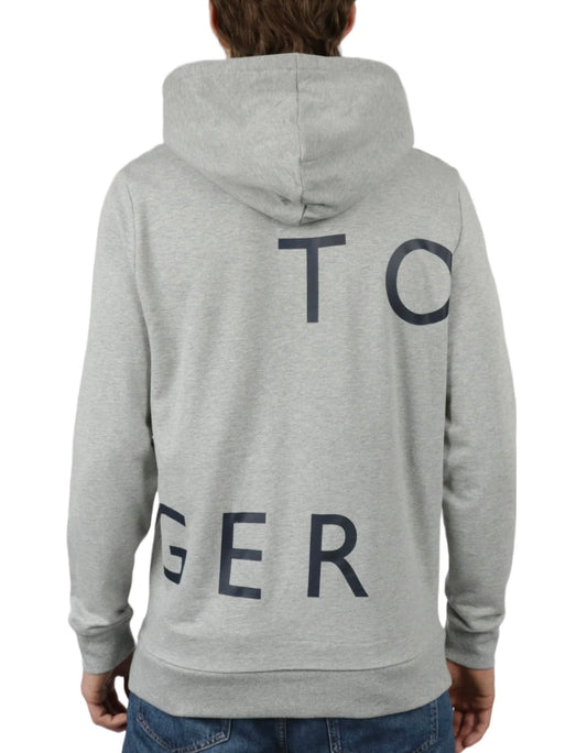 Tommy Hilfiger Suéter con Capucha Gris Espalda