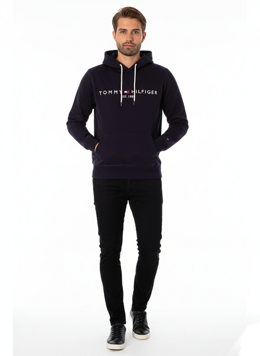 Tommy Suéter con Capucha Azul Marino Logo