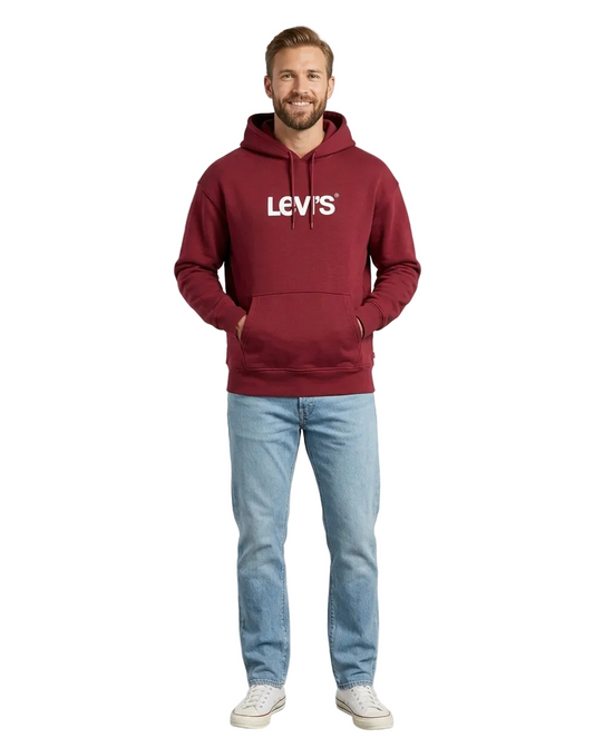 Levi`s Hoddie Rojo Con Capucha
