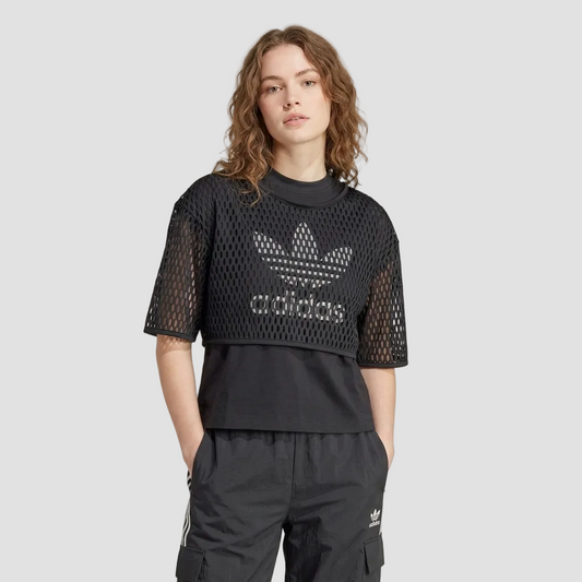 Adidas Camiseta con Malla Deportiva Mujer Negro