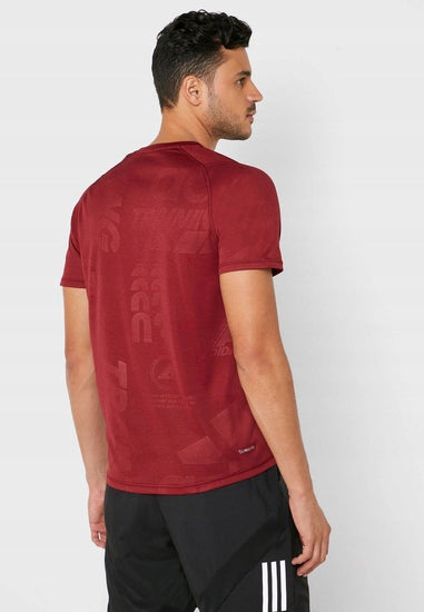 Adidas Camiseta Deportiva Hombre Vino Tinto Espalda