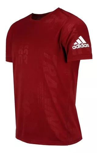 Adidas Camiseta Deportiva Hombre Vino Tinto Frente