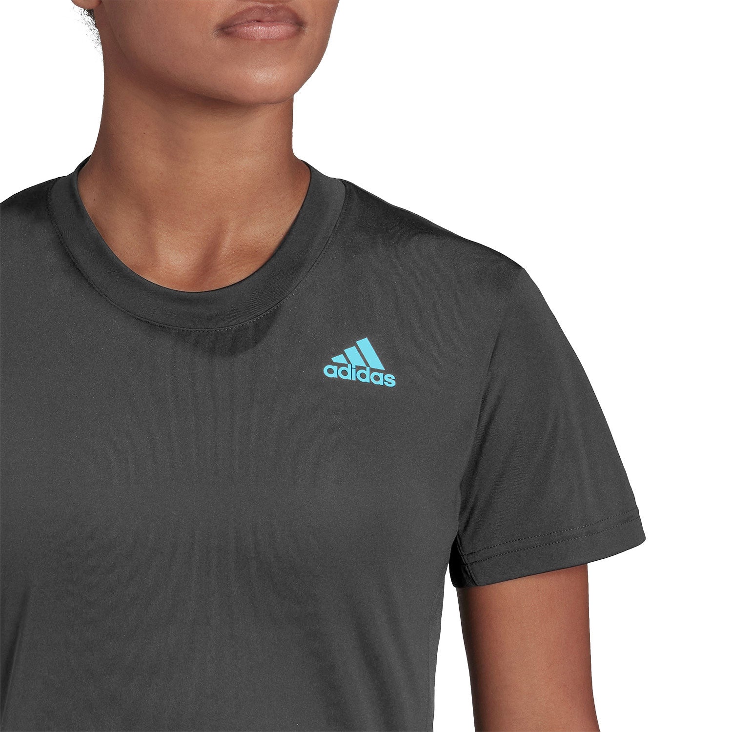 Adidas Camiseta Deportiva Mujer Gris Oscuro Frente 