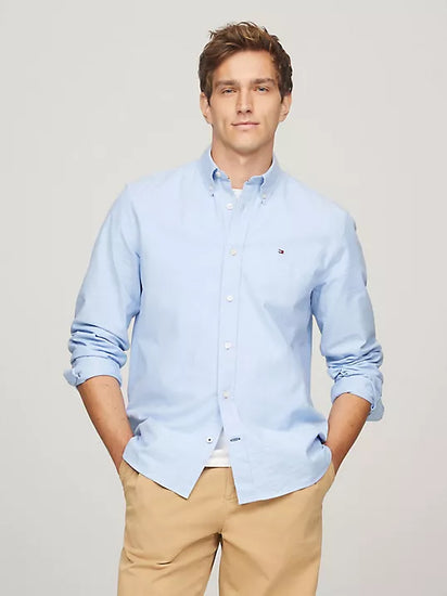 Tommy Hilfiger Camisa Oxford Manga Larga Hombre Azul